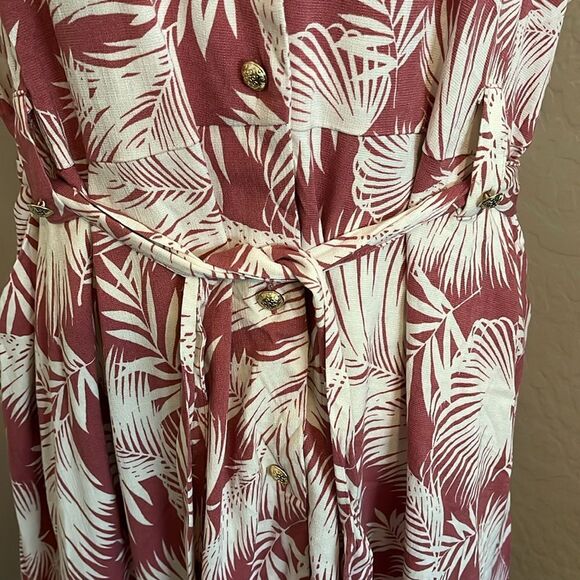 Torrid Palm Trees Print Design Button Front Collar Pockets Dress Vacation Resort - Picture 8 of 16
